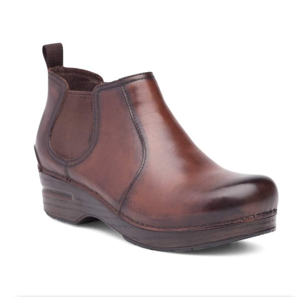 Dansko Frankie Brown Burnished Full Grain Ankle Bootie